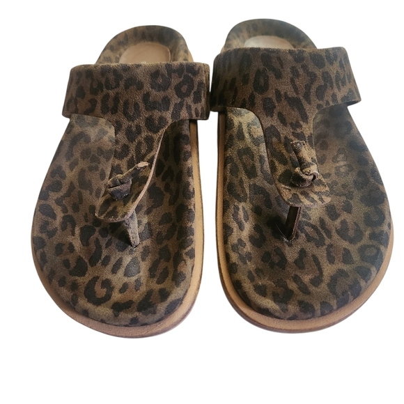 FREE PEOPLE MIKA CHESTNUT LEOPARD SUEDE T-STRAP  SANDAL SZ 6 - Picture 10 of 15